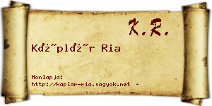 Káplár Ria névjegykártya